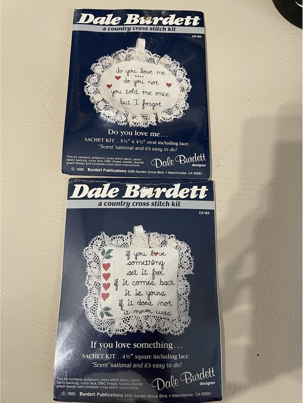 Vintage 1985 Dale Burdett Country Cross Stitch Kit Sachet Kits 2
